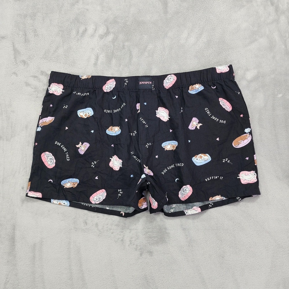 Joyspun Shorts Womens XL Black Dog Gone Tired Sleep Pajama Lounge Cute Funny
